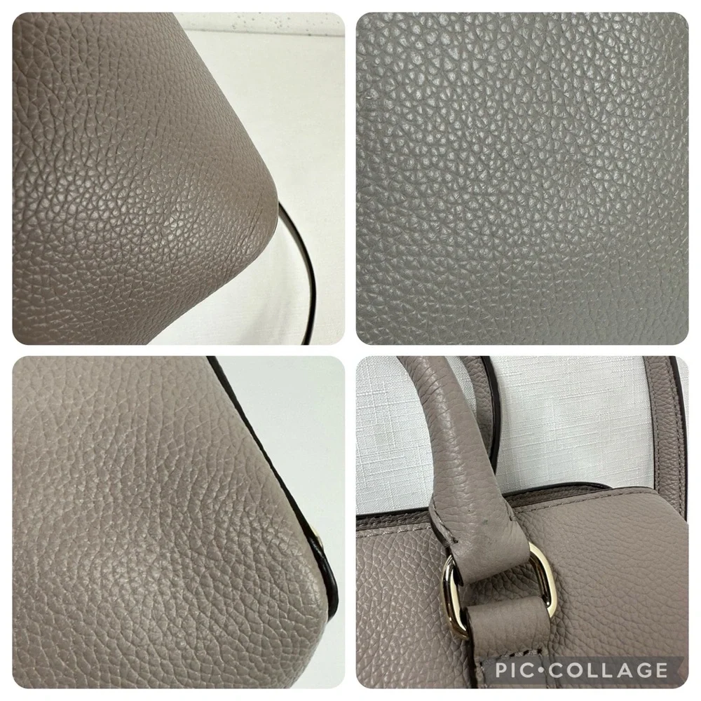 Kate Spade Taupe Larchmont Avenue Pebbled Leather Satchel Crossbody Bag Purse - Picture 15 of 16